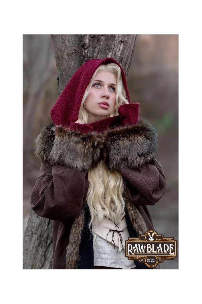 Burgundy Medieval Hood & Mittens Set