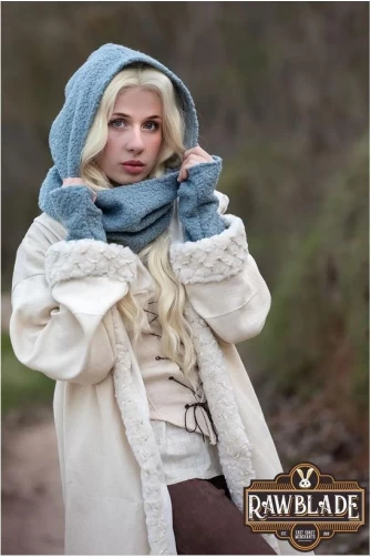 Cloudy Grey Medieval Hood & Mittens Set