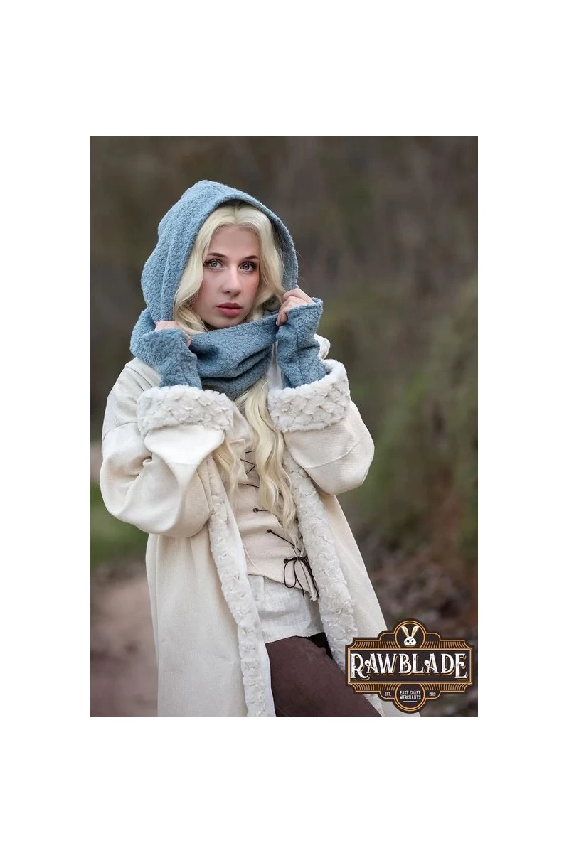 Cloudy Grey Medieval Hood & Mittens Set