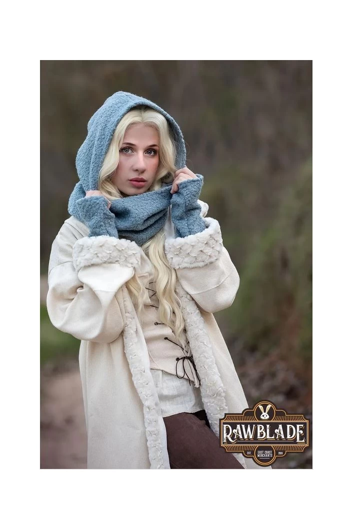 Cloudy Grey Medieval Hood & Mittens Set
