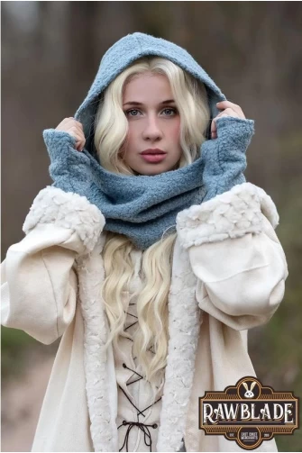Cloudy Grey Medieval Hood & Mittens Set