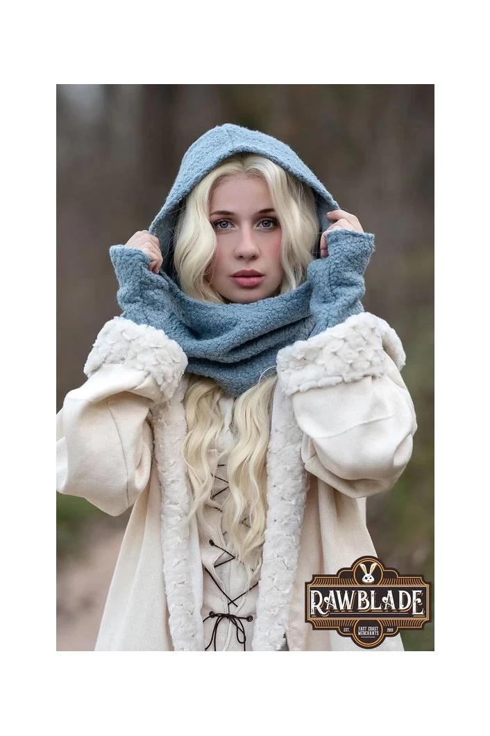 Cloudy Grey Medieval Hood & Mittens Set