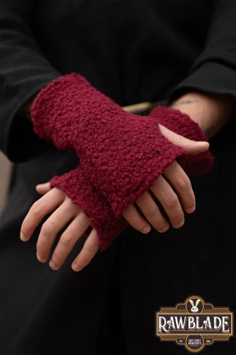 Burgundy Medieval Hood & Mittens Set